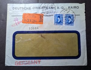 1930 Registered Egypt Cover Cairo to Germany via USA