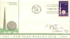 FDC  1939 SC #853 Linprint Cachet - New York, Ny - Single - F61269