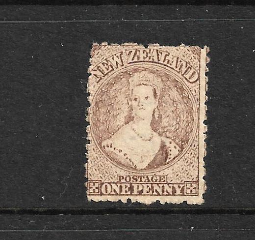 NEW ZEALAND 1871-72  1d  BROWN  FFQ  MLH  P12 1/2  CP A1Q3   SG 132 CHALON