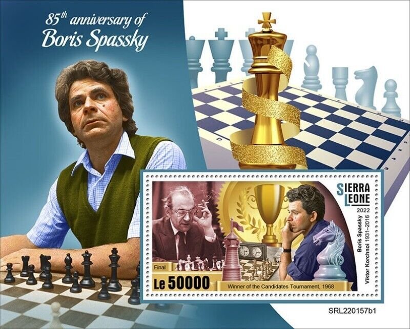 Sierra Leone - 2022 Boris Spassky Chess - Stamp Souvenir Sheet - SRL220157b1