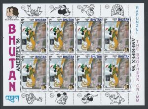 Bhutan #553 NH Disney/Grimm 8nu Value Ovpt. Ameripex - Sh...