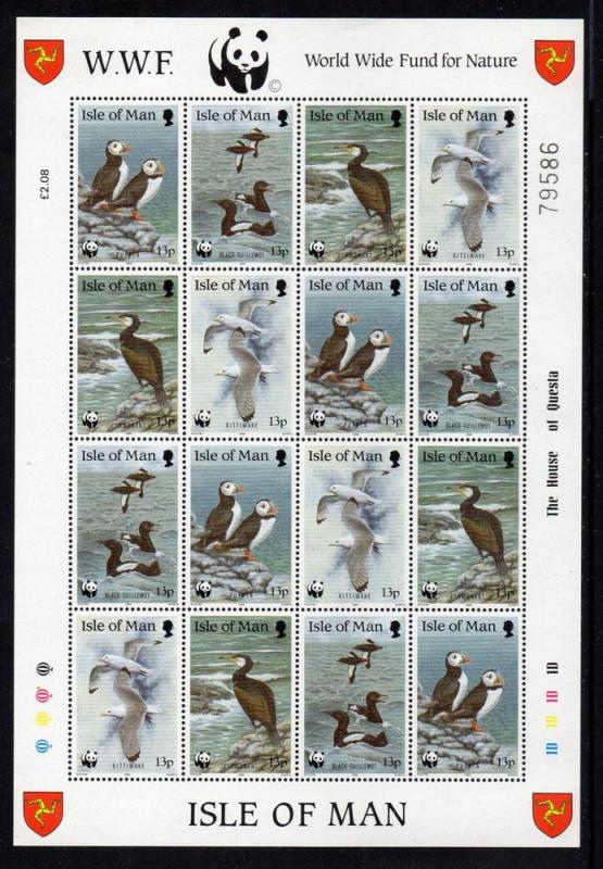 Isle of Man Sc 399-2 1989 WWF Birds stamp sheet mint NH