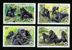 Rwanda Stamps # 1208-11 VF OG NH Scarce WWF Set of 4