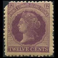 PRINCE EDWARD IS. 1872 - Scott# 16 Queen 12c Used corner cut