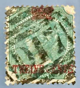 MALAYA Straits Settlements 1867 12c opt INDIA QV 4a Used PMK D17 SG#7 M3008G