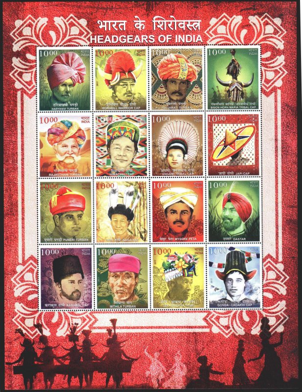 India. 2017. 3097-3112. Indian hats. MNH.