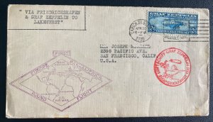 1930 Varick St USA Graf Zeppelin LZ 127 Round Flight Cover To San Francis Sc#C15