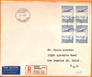 99172 - FINLAND - POSTAL HISTORY - Registered AIRMAIL COVER to the USA 1964-