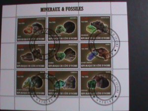 IVORY COAST-2009- WORLD MINERIAL CTO SHEET-VERY FINE WITH BEAUTIFUL CANCEL