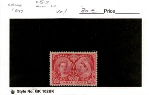 Canada, Postage Stamp, #53 Mint Hinged VF, 1897 Queen Victoria (AB)