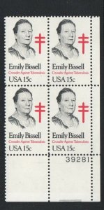 ALLY'S STAMPS US Plate Block Scott #1823 15c Emily Bissell [4] MNH F/VF [STK]