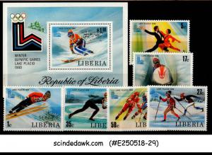 LIBERIA - 1980 WINTER OLYMPIC LAKE PLACID SET OF 6-STAMPS & 1-M/S MNH