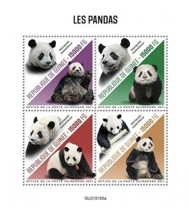 Guinea Wild Animals Stamps 2021 MNH Pandas Giant Panda Fauna 4v M/S