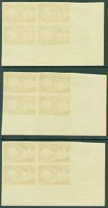 EDW1949SELL : MONACO 1949 UPU Air Mail set of 3 Imperf Blocks of 4 Scarce VF MNH