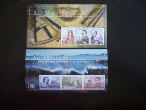 Stamps - Australia - Scott# 1727-1728 - Mint Never Hinged 2 Souvenir Sheets