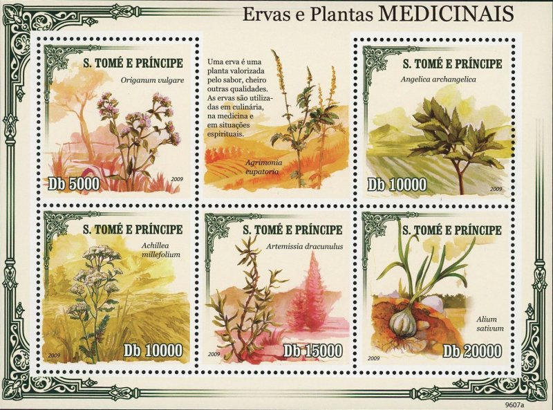 Medicinal Plants and Herbs Stamp Nature Artemisia Souvenir Sheet of 5 MNH