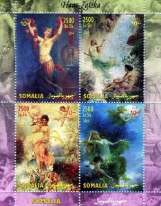 Somalia 2004 HANS ZATZKA Austrian Painter Nudes Sheet (4) Perforated Mint (NH)