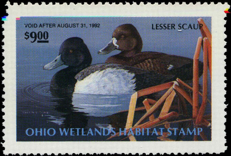 OHIO #10 1991  STATE DUCK STAMP LESSER SCAUP by Gregory Clair