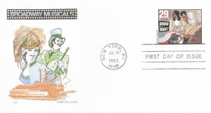 1993 FDC, #2767-2770, 2770a, 29c Broadway Musicals, House of Farnam (5)