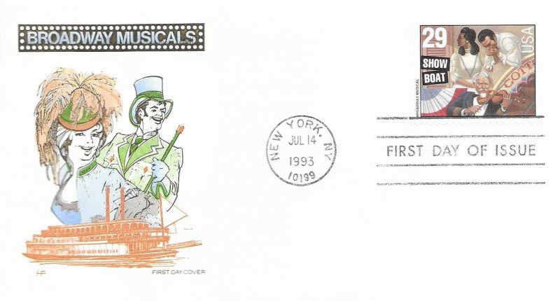 1993 FDC, #2767-2770, 2770a, 29c Broadway Musicals, House of Farnam (5)