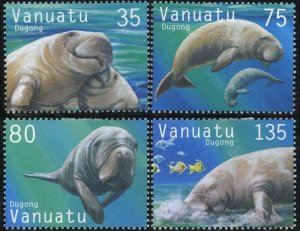 Vanuatu #812-815 Dugongs Marine Life Nature Postage Stamps Topical 2002 Mint LH