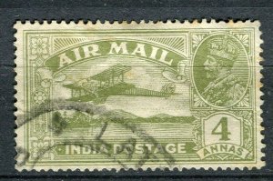 INDIA; 1929 early GV AIR MAIL issue fine used Shade of 4a. value,