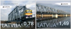 Latvia 2018 Europa CEPT Bridges railways train set of 2 stamps MNH