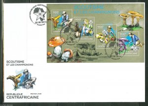 CENTRAL AFRICA 2014 BOY & GIRL SCOUTS & MUSHROOMS SHEET  FDC