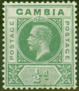 Gambia 1912 1/2d Green SG86avar Deformed B in GAMBIA Fine Very Lightly Mtd Mint