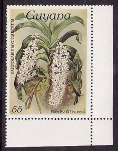 Guyana-Sc#1050a- id9-unused NH 55c-Flowers-Orchids-wmk Lotus Bud Multiple-1985-