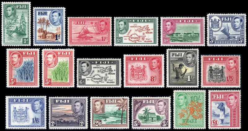 Fiji Scott 117-131B (1938-55) Mint H/LH VF Complete Set, CV $202.55