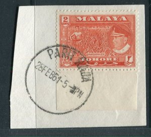 MALAYA; Johore 1960s early pictorial Sultan issue 2c. fine used POSTMARK PIECE