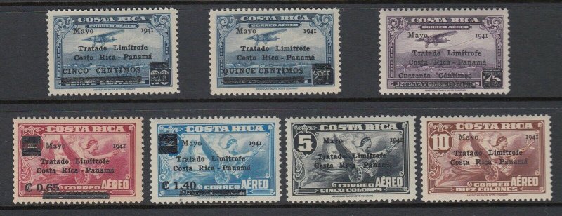 Costa Rica 1941 Panama Border Dispute Complete Set M Mint. Scott C67-73