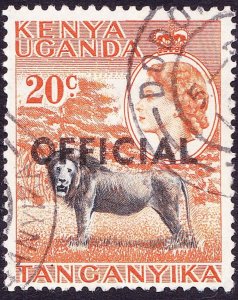 KENYA UGANDA TANGANYIKA 1959 QEII 20c Black & Orange SGO4 FU