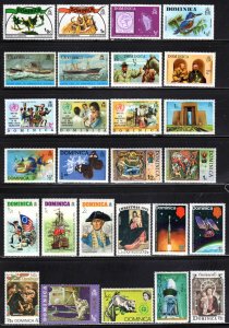 Dominica ~ Group of 27 Different Stamps ~ Mostly all MNH, others Unused MX