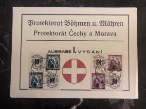 1940 Prague Bohemia Moravia Germany First Day Souvenir Sheet Cover FDC RedCross