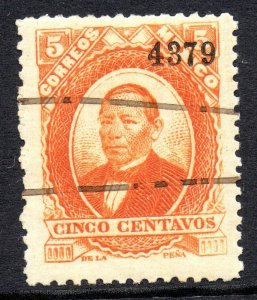 Mexico 1879 Juarez 5¢ Orange 4379 C GUZMAN Thick Hard Paper MX323