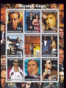 NICHOLAS CAGE Mini Sheet of 9 MNH Kyrgyzstan - E37