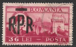 ROMANIA 1948 36L RPR Overprint Over King Michael Portrait Issue Sc 694 VFU