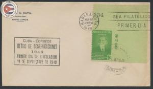 Cuba 1949 Scott 438-440 | First Day Cover | CU4797