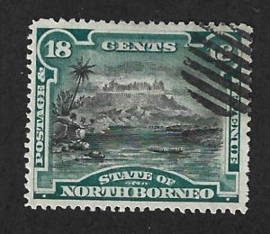 NORTH BORNEO Scott 66 Used 18c Mt. Kinabalu stamp 2019 CV $2.00