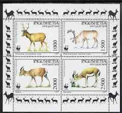 INGUSHETIA - 1997 - WWF Deer - Perf 4v Sheet - Mint Never Hinged -Private Issue