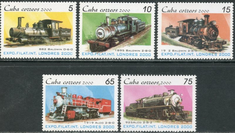 CUBA Sc#4073-4078 2000 Stamp Show Locomotives Complete Set & S/S OG Mint NH