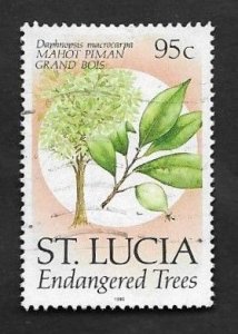 SE)1990-95 ST. LOUIS. LUCIA, ENDANGERED TREES, DAPHNOPSIS MACROCARPA, USED