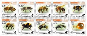 BEEPOST LITHUANIA - 2022 - Honey Bees - Perf 10v Set - M N H -Private Issue