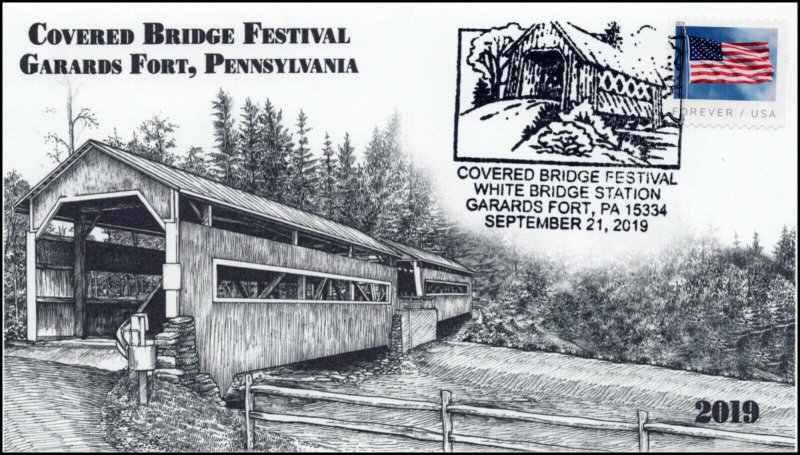 19-247, 2019, Covered Bridge Festival, Pictorial Postmark, Event Cover, Garards