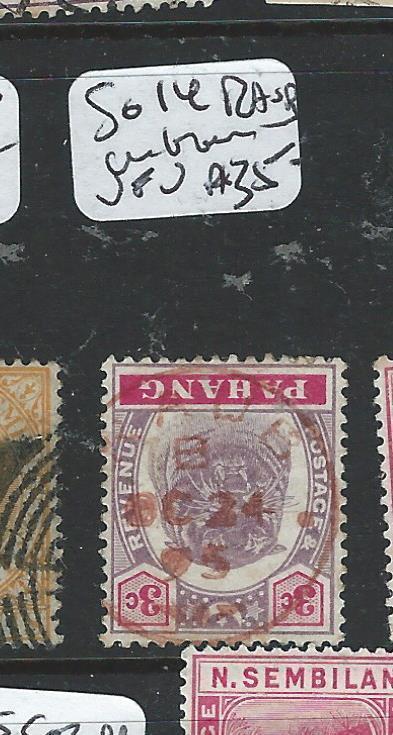 MALAYA PAHANG (PP1105B) TIGER 3C SG 14 RAUB CDS IN RED BROWN  VFU