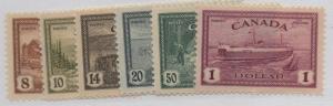 Canada Sc  268-73 1946 Peace stamp set mint NH