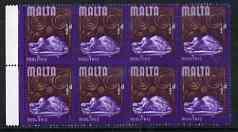 Malta 1965-70 Historical def 1/2d marginal block of 8 wit...