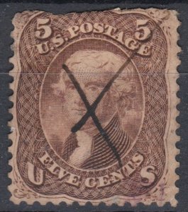 US 1861 Sc76 5c Brown Washington Used